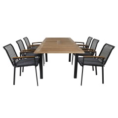 Panama Table 160/240 - Black/Teak, Dallas Dining Chair_6