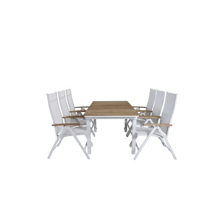 Mexico Table 180/240 - White/Teak, Panama Light 5-pos Chair White / white_6