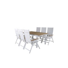 Meksiko Pöytä 180/240 - Valkoinen/Teak, Panama Light 5-nastainen tuoli Valkoinen / white_6