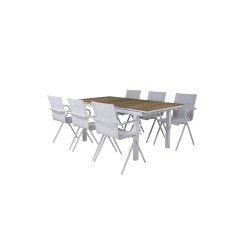 Mexico Table 180/240 - White/Teak, Alina Dining Chair - white Alu / White Textilene_6