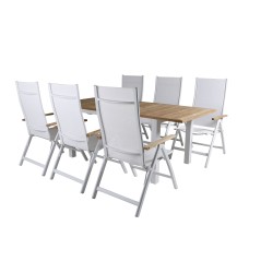 Panama - Table - 152/210*90 - Vit Alu/Teak, Panama Light 5-pos Chair White / white_6