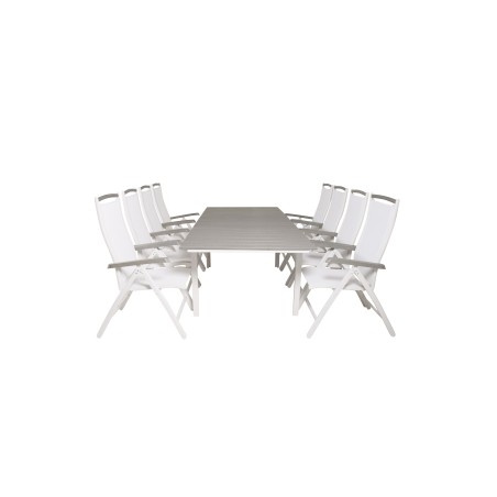 Levels Table 160/240 - White/GreyAlbany 5:pos Stol - Vit Aluminium/vit textilene/aintwood_8