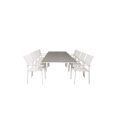 Levels Table 160/240 - White/GreySantorini Arm Chair (Stackable) - White Alu / White Textilene_8