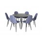 Dipp Dining Table - 115cm - Black Veneer / All black legs , Polar Dining Chair - Black Legs - Blue Fabric_6