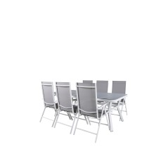 Virya Dining Table - White Alu / Grey Glass - big table+Break 5:pos Chair - White/Grey_6