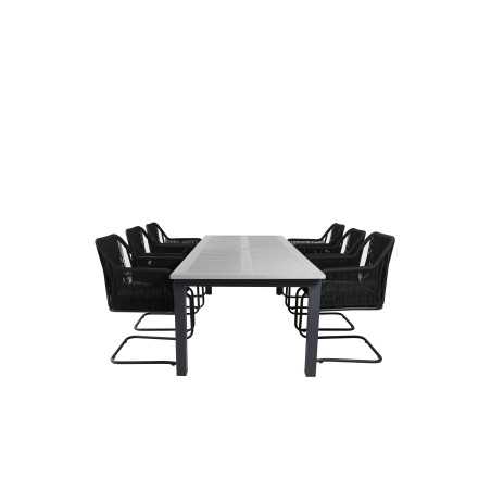 Albany Table - 224/324 - Black/Grey, Lindos Karmstol med svikt Svart stål / Svart rep_6