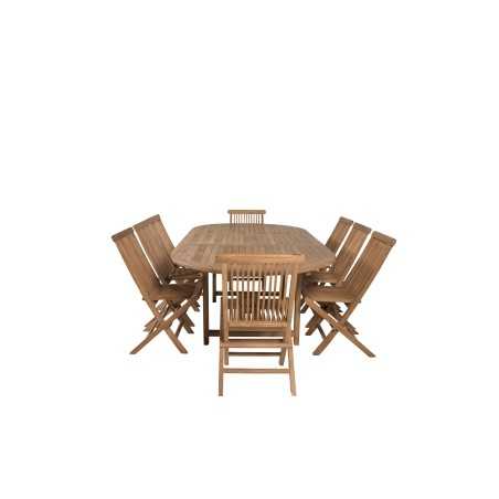 Kenya Oval Dining Table 180/240*120*H75 -Teak, Kenya Folding Chair w/o Armrest - Teak_8