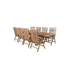 Kenya Dining Table 195/295*110*H75 - Teak, Kenya 5-position Folding Chair - Teak_8