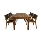 Little John Dining Table - 200*90*H76 - Acacia, Venetsia Stackingchair - Teak / Musta tekstiili