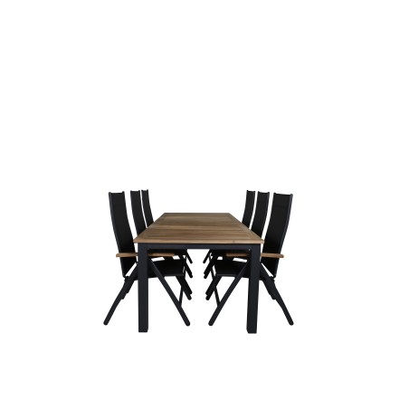 Panama - Table - 224/324*100 - svart Alu/Teak, Panama Light 5-pos Chair Black / Black and teak_6