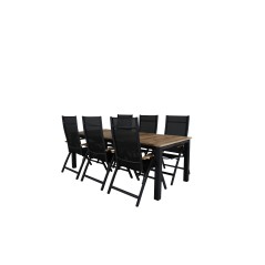 Panama - Table - 224/324*100 - svart Alu/Teak, Panama Light 5-pos Chair Black / Black and teak_6