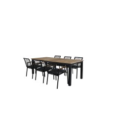 Panama - Table - 224/324*100 - svart Alu/Teak, Dallas Dining Chair_6