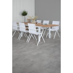 Panama Table 160/240 - Valkoinen/Teak, Alina Ruokatuoli - valkoinen Alu / Valkoinen Textilene_6