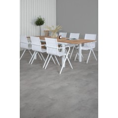 Panama Table 160/240 - White/Teak, Alina Dining Chair - white Alu / White Textilene_6