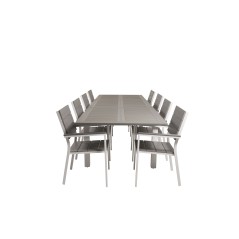 Albany Table - 224/324 - White/GreyLevels Chair (stackable) - White Alu / Grey Aintwood_8