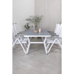 Virya Dining Table - White Alu / Grey Glass - big table+Albany 5:pos Stol - Vit Aluminium/vit textilene/aintwood_6