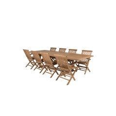 Kenya Dining Table 195/295*110*H75 - Teak, Kenya Folding Chair - With Armrest - Teak_8
