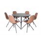 Dipp Dining Table - 115cm - Black Veneer / All black legs , Polar Dining Chair with Spin function - black Legs - Brown PU - Whit