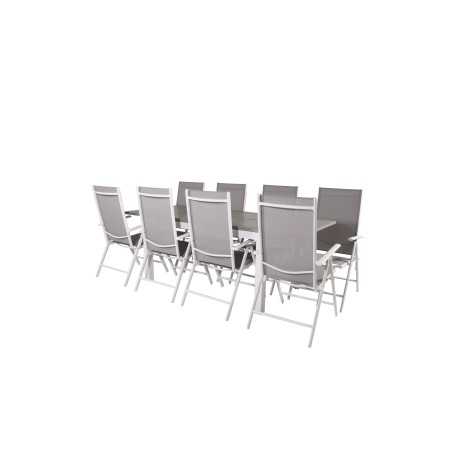 Albany Table - 160/240 - White/GreyBreak 5:pos Chair - White/Grey_8