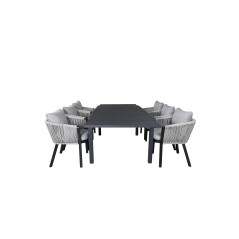 Marbella-pöytä 160/240 - Musta/musta, Virya Dining Tuoli K Alu / Grey Cushion