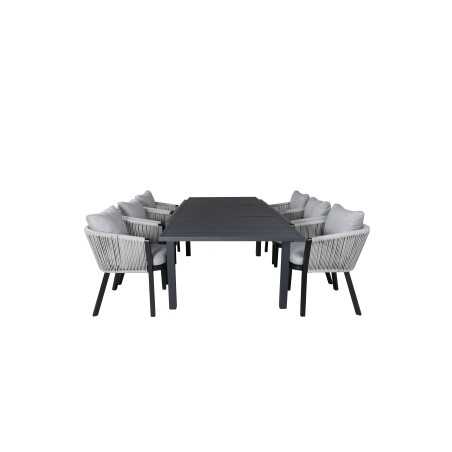 Marbella Table 160/240 - Black/Black, Virya Dining Chair - BLACK Alu / Grey cushion _6