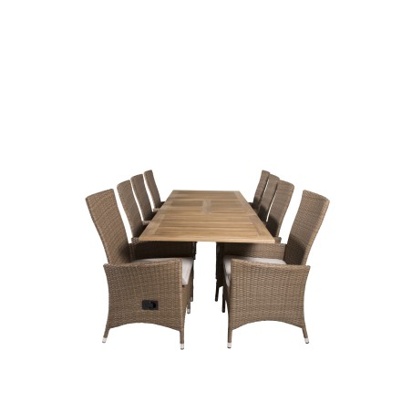 Panama Table 160/240 - Black/Teak, Padova Chair (Recliner) - Nature/Nature_8