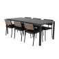 Udendørs bord 205 * 90 - Sort / SortPaola Spisestuestol - Sort stål / Nature Wicker / Sort Cushion_6