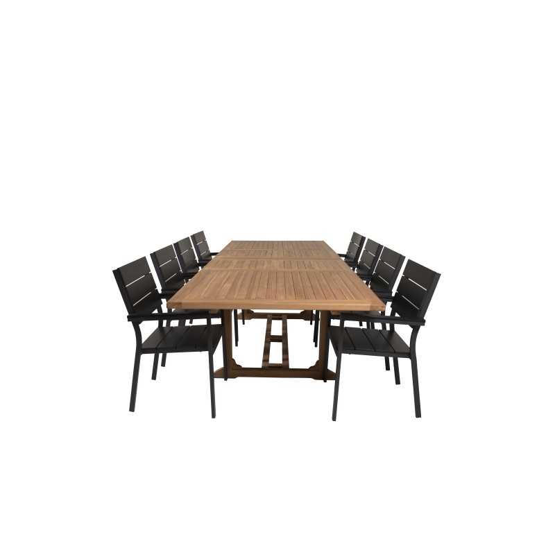 Kenya Dining Table 195/295*110*H75 - Teak, Levels Chair - Black Alu/Black Aintwood_8