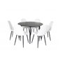 Dipp Dining Table - 115cm - Black Veneer / All black legs , Polar Fluff Dining Chair - Black Legs - White Teddy _6