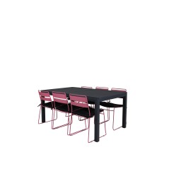 Marbella Table 160/240 - Black/Black, Lina Dining Chair - Pink_6