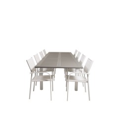 Albany Table - 224/324 - White/GreySantorini Arm Chair (Stackable) - White Alu / White Textilene_8