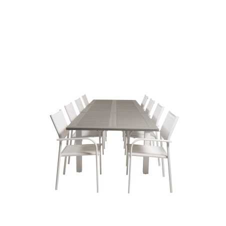 Albany Table - 224/324 - White/GreySantorini Arm Chair (Stackable) - White Alu / White Textilene_8