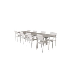 Albany Table - 224/324 - ValkoinenSanTorini Arm Chair (Valkoinen alu/valkoinen tekstiili)