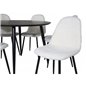 Dipp Dining Table - 115cm - Black Veneer / All black legs , Polar Fluff Dining Chair - Black Legs - White Teddy _6