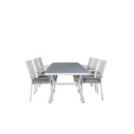 Virya Dining Table - White Alu / Grey Glass - big table+Anna Chair - White_6