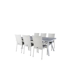 Virya Dining Table - White Alu / Grey Glass - big table+Anna Chair - White_6