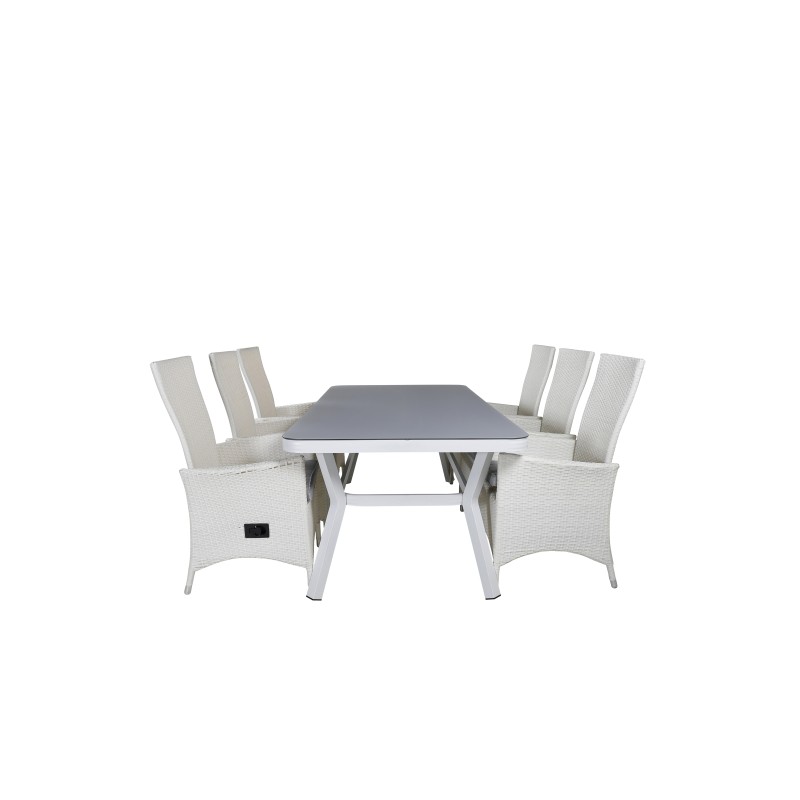 Virya Dining Table - White Alu / Grey Glass - Big Table Padova -tuoli