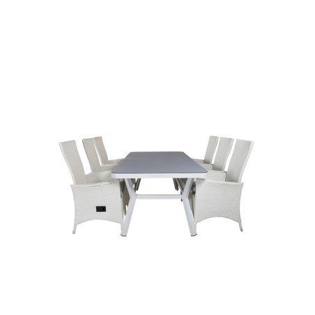 Virya Dining Table - White Alu / Grey Glass - Big Table Padova -tuoli