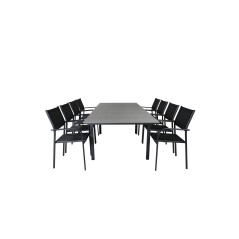Levels Table 160/240 - Black/Grey, Santorini Arm Chair (Stackable) - Black alu / Black Textilene_8