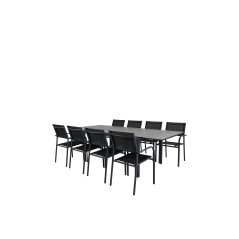 Levels Table 160/240 - Black/Grey, Santorini Arm Chair (Stackable) - Black alu / Black Textilene_8