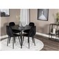 Dipp Dining Table - 115cm - Black Veneer / All black legs , Polar Diamond Dining Chair - Black Legs - Black Velvet_4