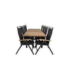 Mexico Table 160/240*90 - Black/Teak, Panama 5:pos Chair - Black/Black_8