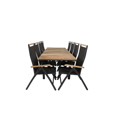 Mexico Table 160/240*90 - Black/Teak, Panama 5:pos Chair - Black/Black_8