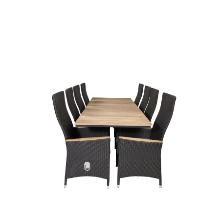 Mexico Table 160/240*90 - Black/Teak, Padova Chair (Recliner) - Black/Teak_8