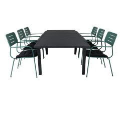 Marbella Table 160/240 - Black/Black, Nicke Dining chair w, armrest - Green Steel_6