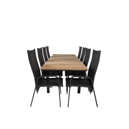 Mexico Table 160/240*90 - Black/Teak, Copacabana Recliner Chair - Black/Black_8