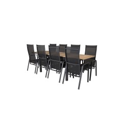 Mexico Table 160/240*90 - Black/Teak, Copacabana Recliner Chair - Black/Black_8