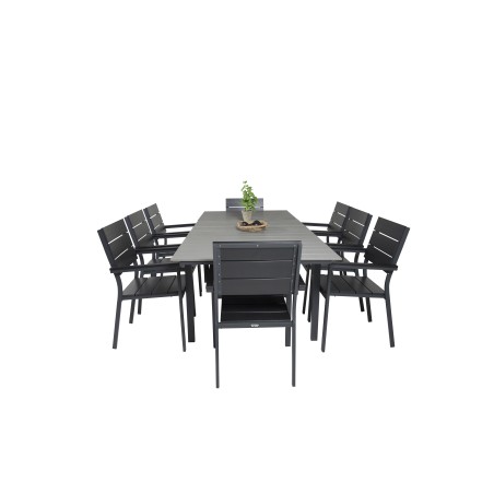 Nivån Tabell 160/240 - Svart / Grå, nivå stol (stapelbar) - svart Aluminium / svart aintwood_8