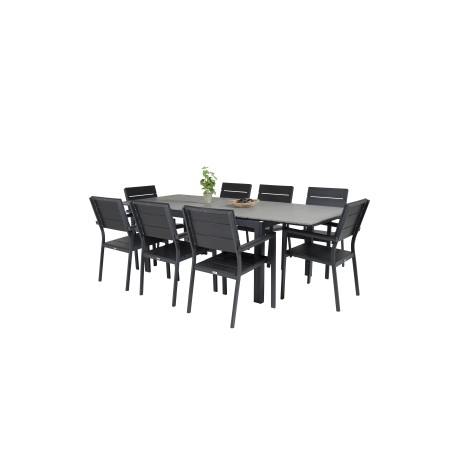 Nivån Tabell 160/240 - Svart / Grå, nivå stol (stapelbar) - svart Aluminium / svart aintwood_8
