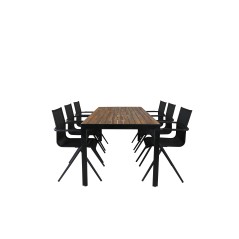 Bois Dining table 205*90cm - Black Legs / Acacia , Alina Dining Chair - Black Alu / Black Textilene_6